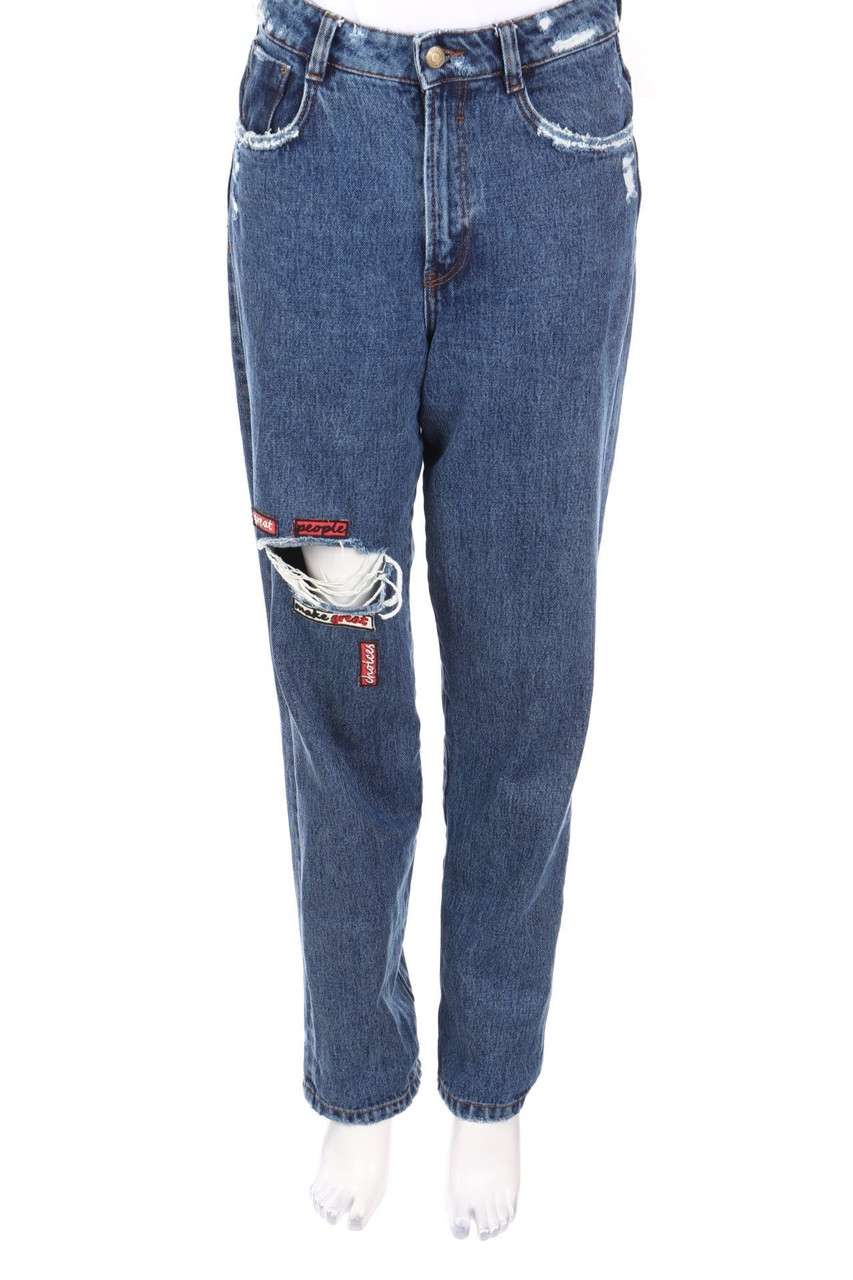 ZARA TRF - Destroyed Boyfriend-Jeans mit Patches - D 34-36