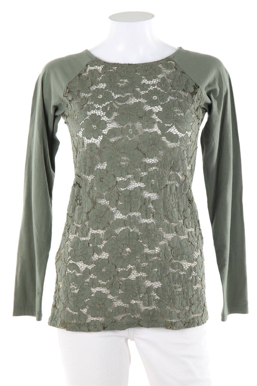 Ohne Label - Longsleeve-Shirt mit Spitzen-Einsatz - D 34