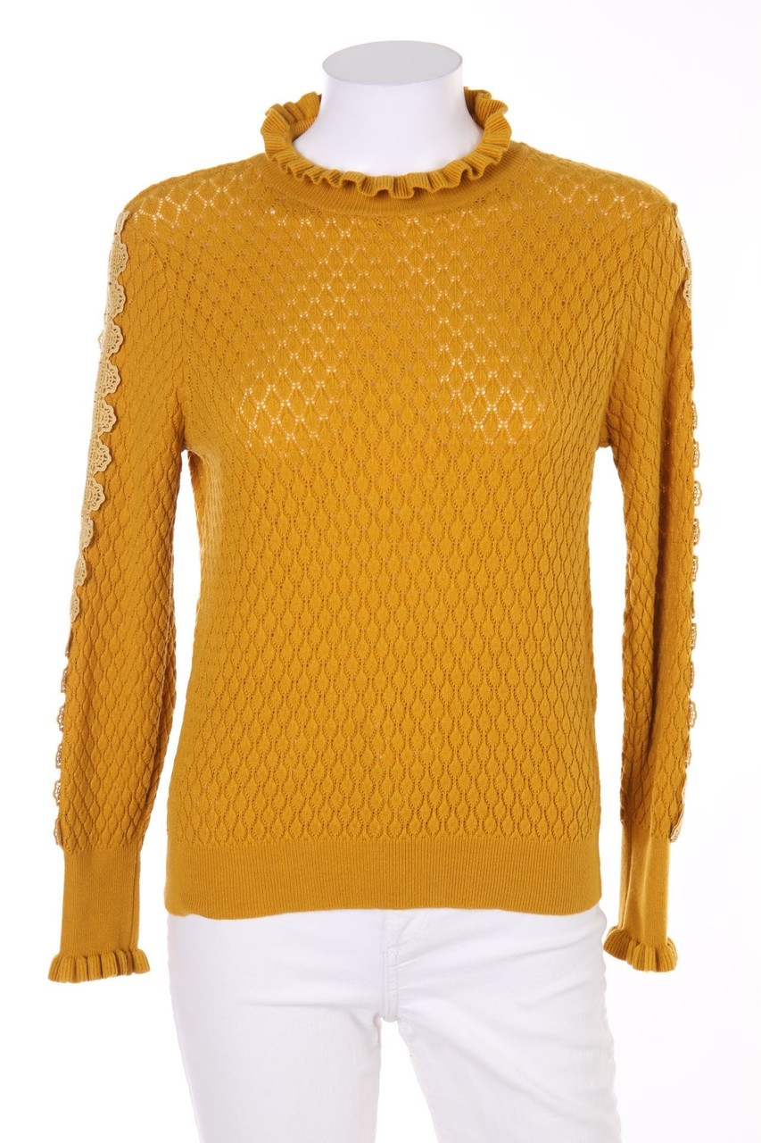 MOËWY - Muster-Strick-Pullover mit Rüschen - ONE SIZE