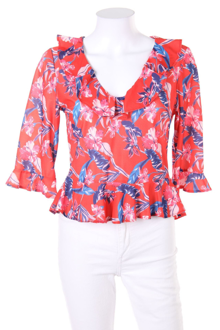 J.POM - Volant-Bluse mit Blumen-Print - M