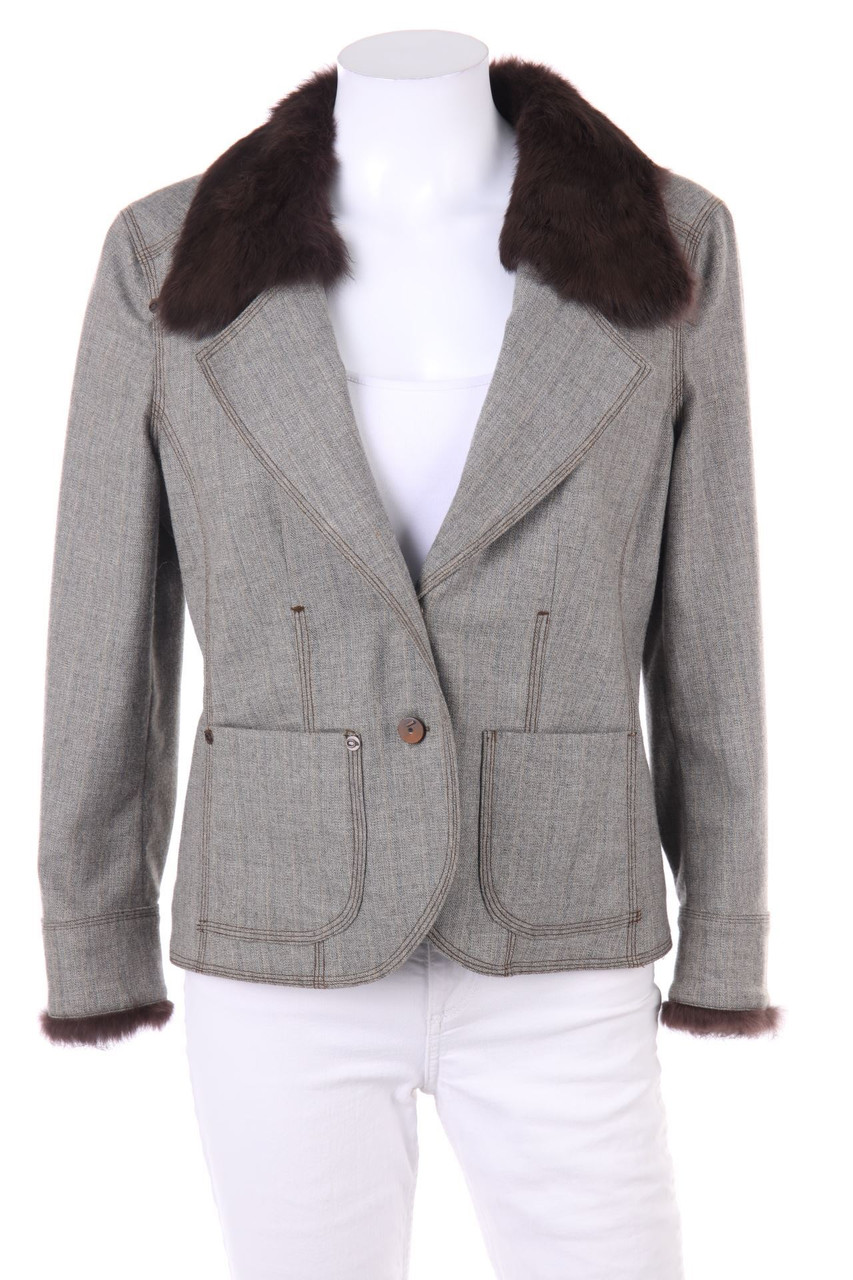 BISÓN - Jacke mit Echt-Pelz-Besatz - D 38