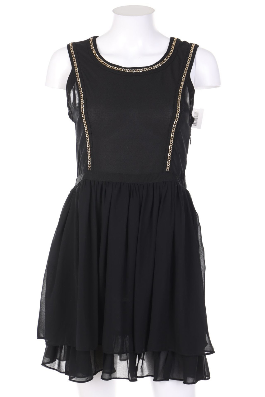 Ohne Label - Party-Kleid im Layer Look mit Kette - S