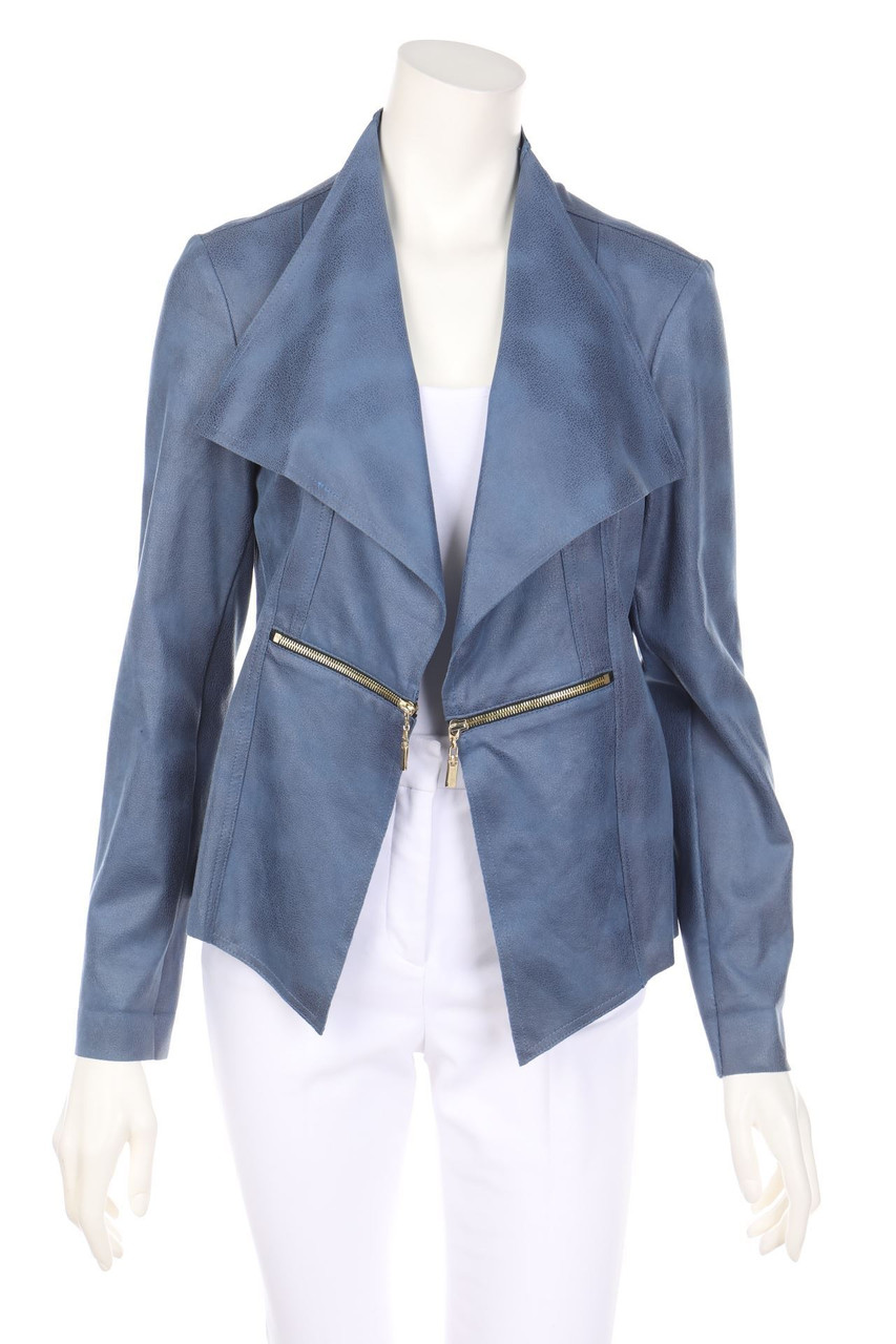 Joseph Ribkoff - Kunstlederjacke mit Wasserfall-Ausschnitt - D 38