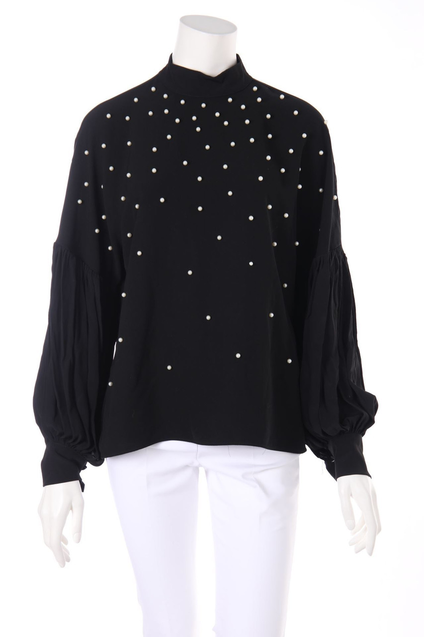 ANNARITA N - Bluse aus Seiden-Mischung mit Perlen - D 36