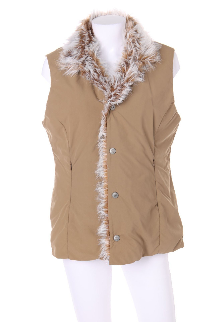 NILE Sportswear - wattierte Weste mit Fake Fur-Besatz - L