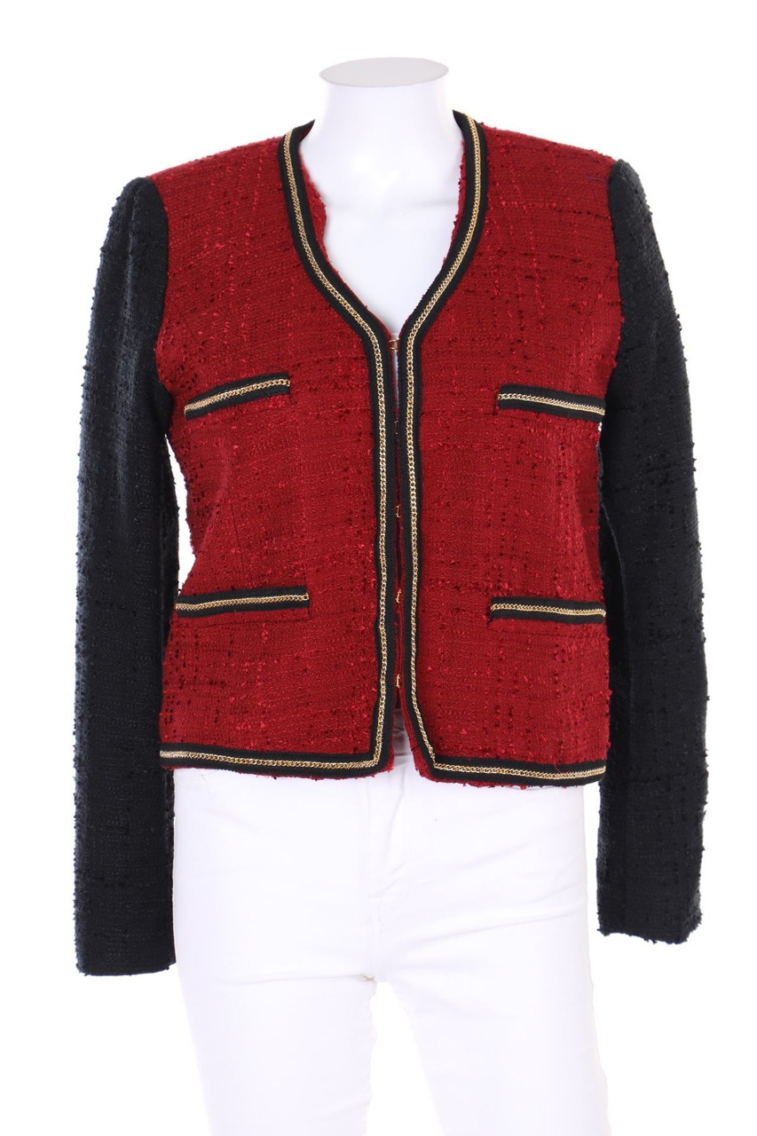 MANGO SUIT - Two Tone-Bouclé-Blazer mit Kette - M