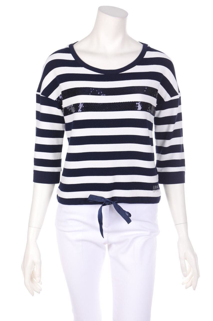 LIU JO - Streifen-Strick-Pullover mit Pailletten - S