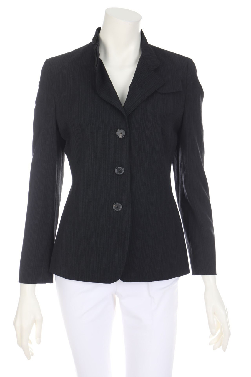 AKRIS punto - Blazer aus Wolle mit Leder-Details - D 36
