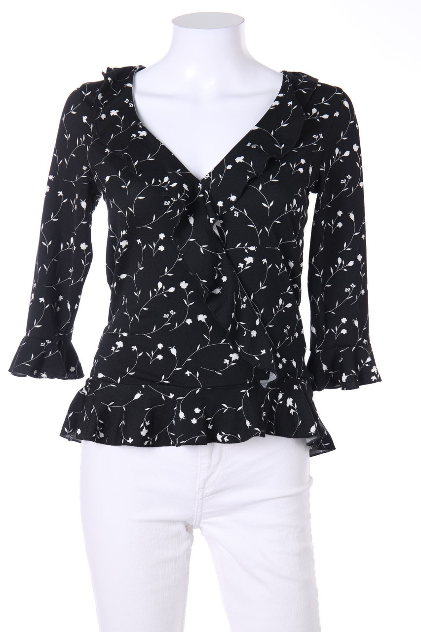 AMISU - Wickel-Bluse mit Blumen-Print - XS