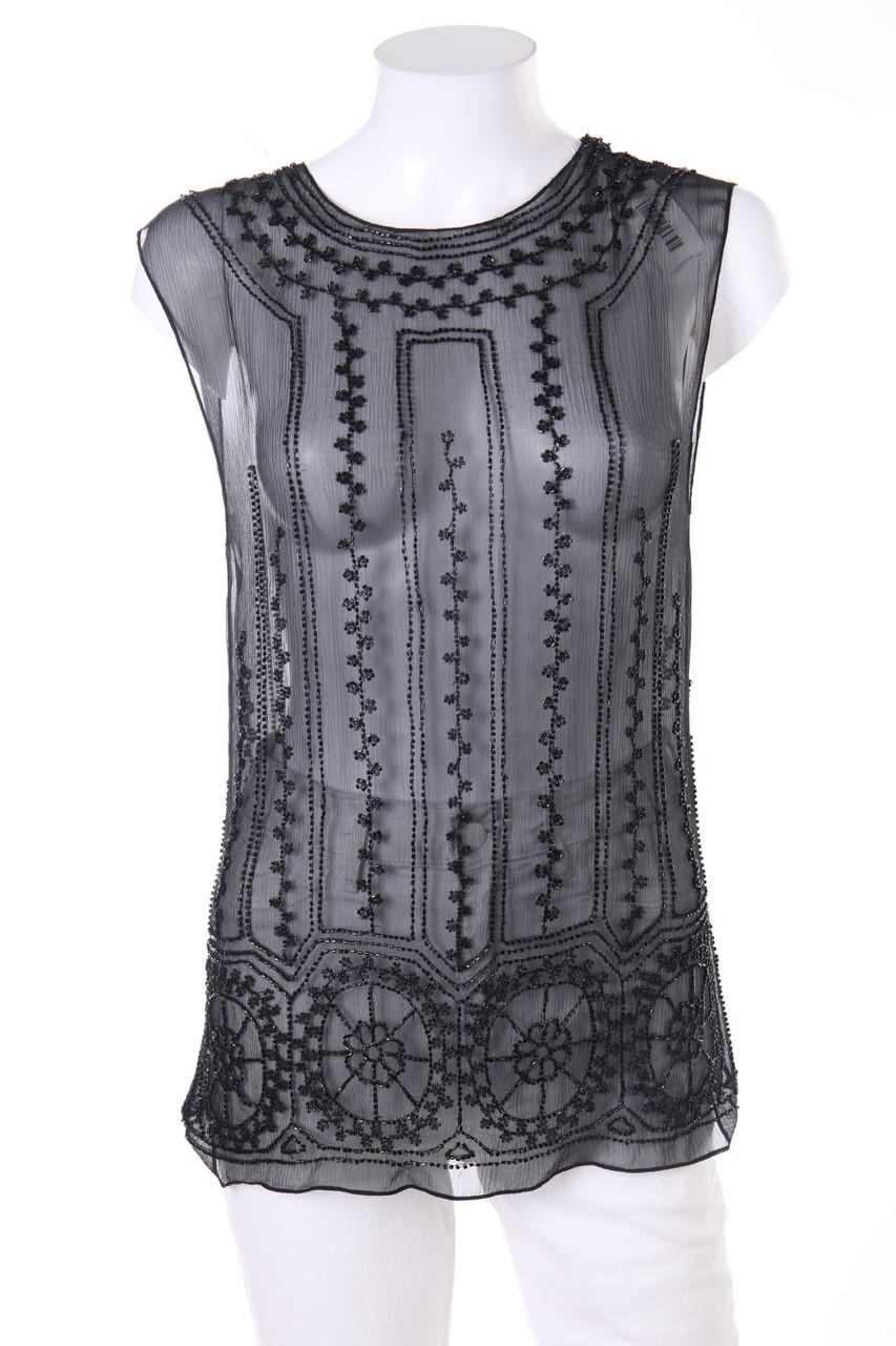 Ohne Label - Chiffon-Top mit Perlen - D 38