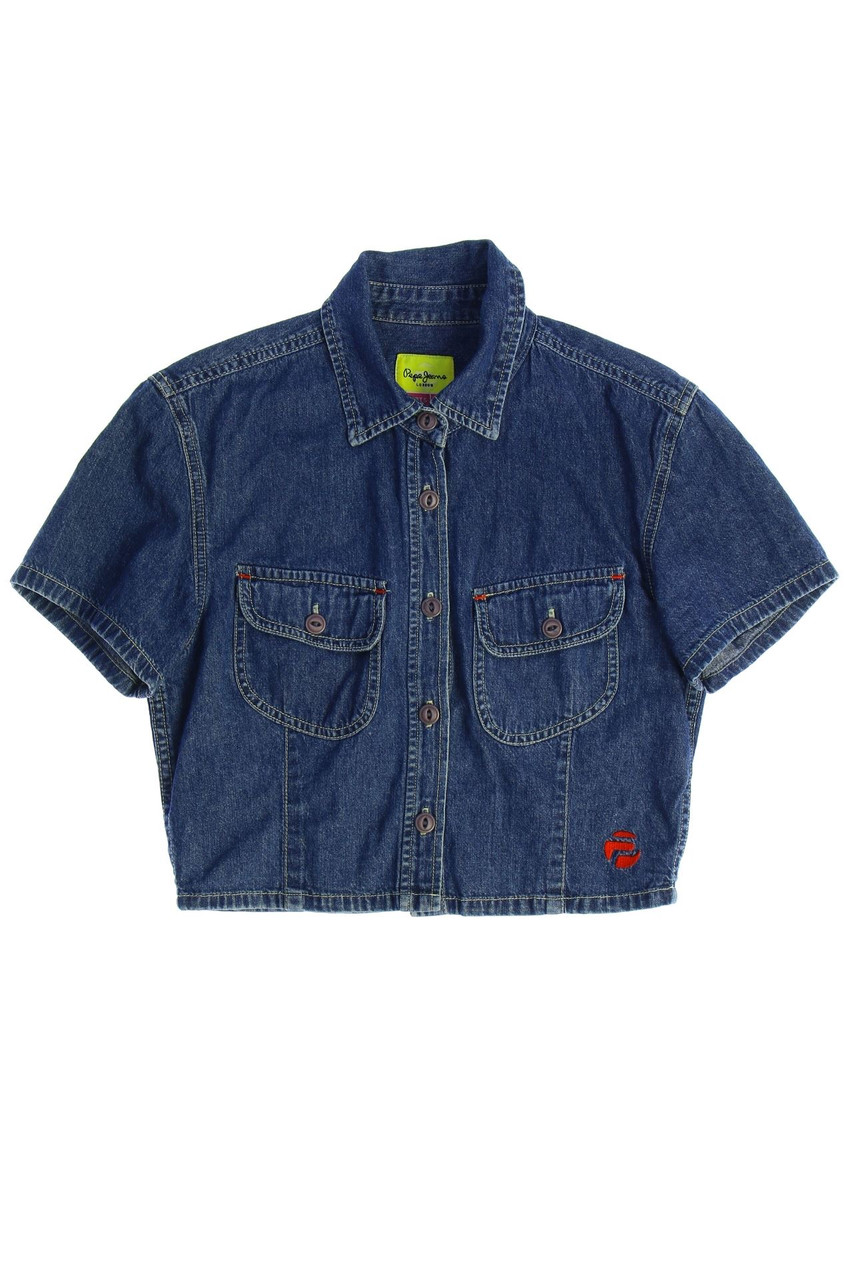 Pepe Jeans London - Jeans-Bluse mit Logo-Stickerei - 158