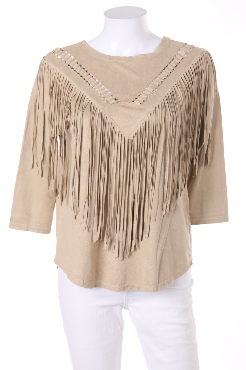 Bershka - Faux Leather-Bluse mit 3/4-Ärmel - S