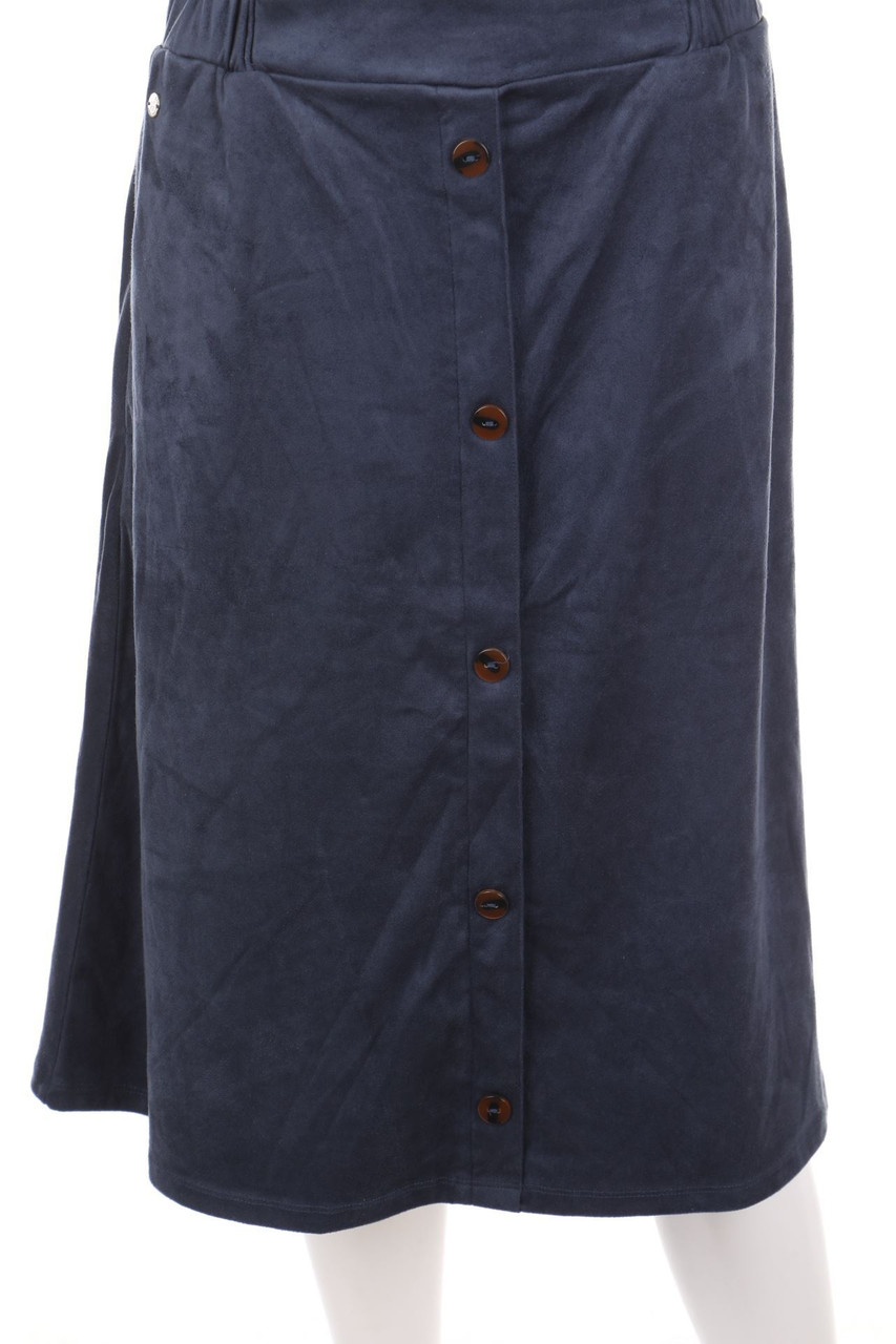 Ohne Label - Midi-Faux Leather-Rock mit Gummizug - D 36