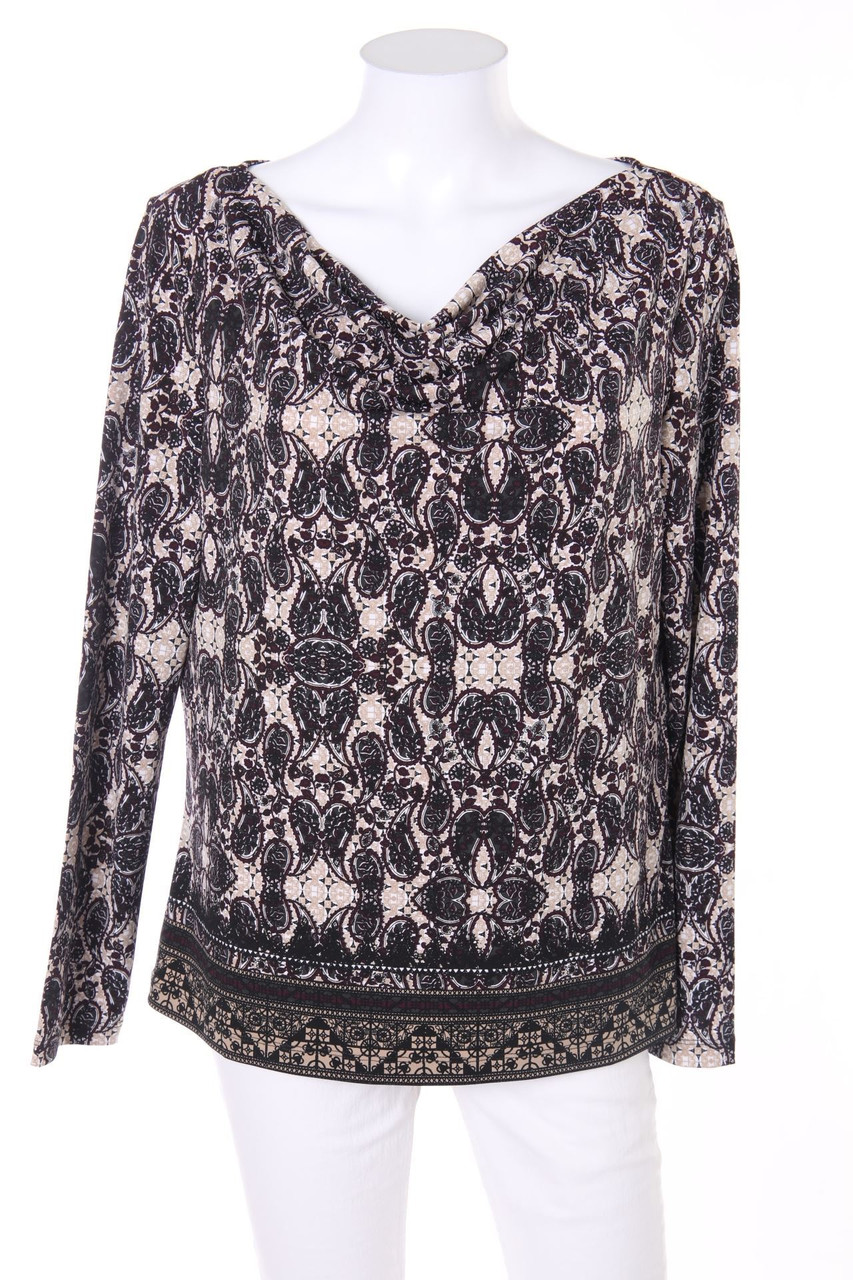 s.Oliver - Print-Longsleeve-Shirt mit Wasserfall-Ausschnitt - D 42