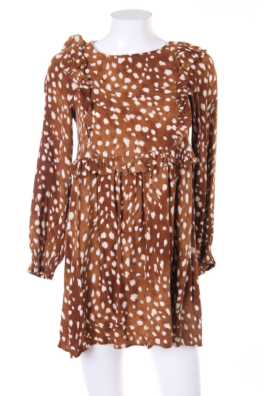 ZARA - Print-Minikleid mit Rüschen - M