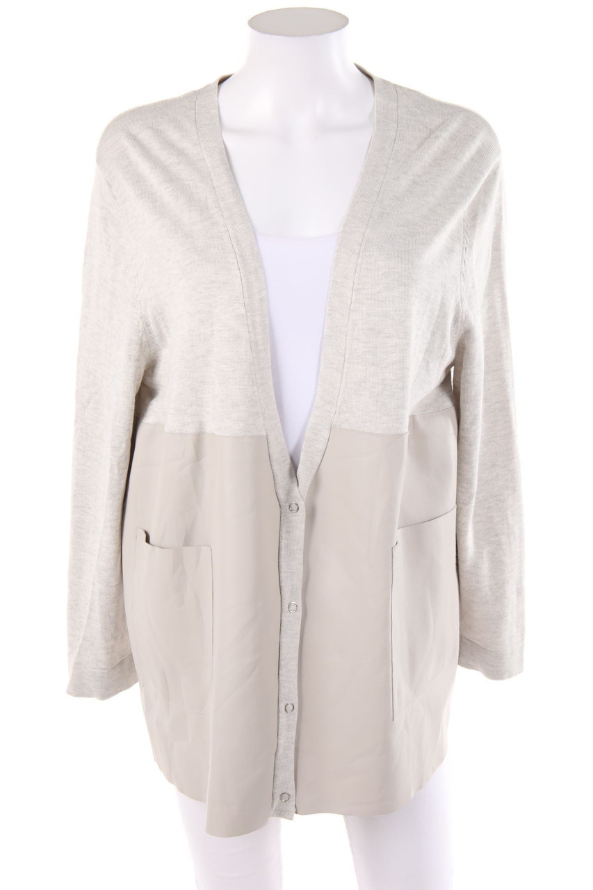 Zara Knit - Oversize-Cardigan mit Kunstleder-Details - M