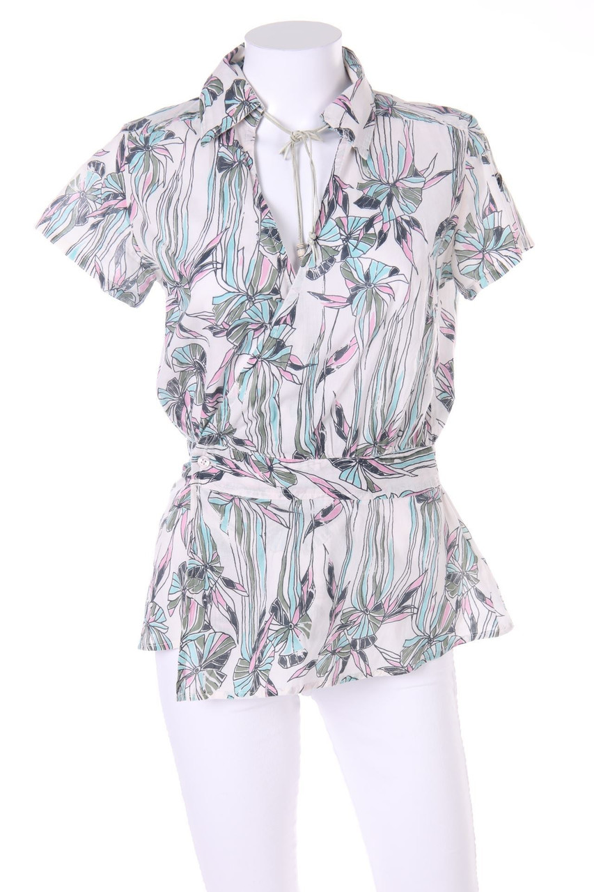 DIESEL - Baumwoll-Wickel-Bluse mit Tunnelzug - M