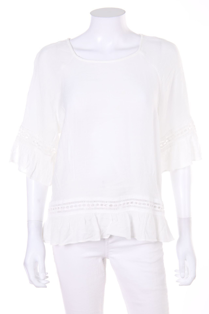 ESPRIT - Boho-Bluse mit 3/4-Ärmel mit Spitzen-Einsatz - D 36