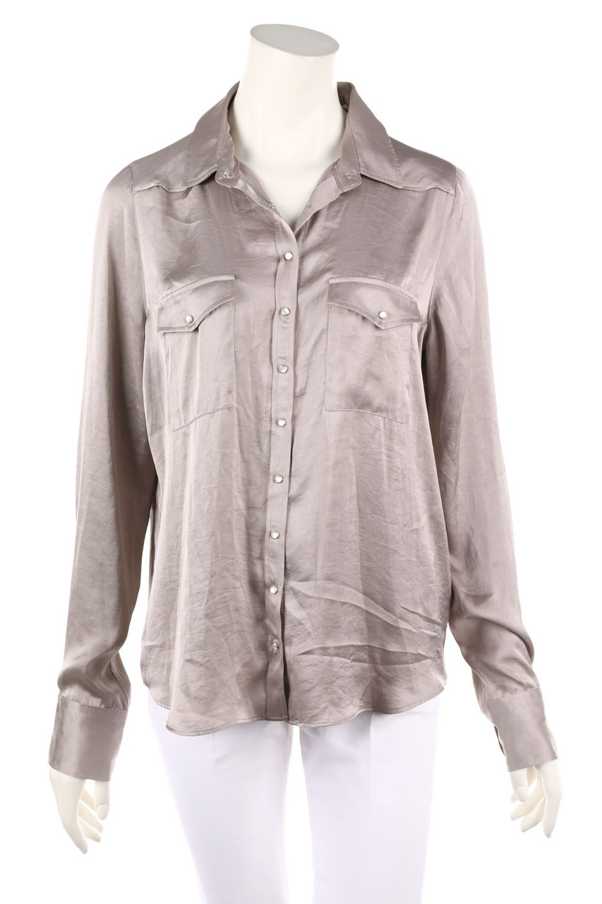 M.i.h Jeans - Satin-Hemd-Bluse mit aufgesetzten Taschen - L
