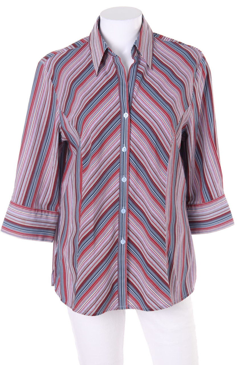 CANDA by C&A - 90s-Vintage-Hemd-Bluse mit 3/4-Ärmel mit Streifen - D 46