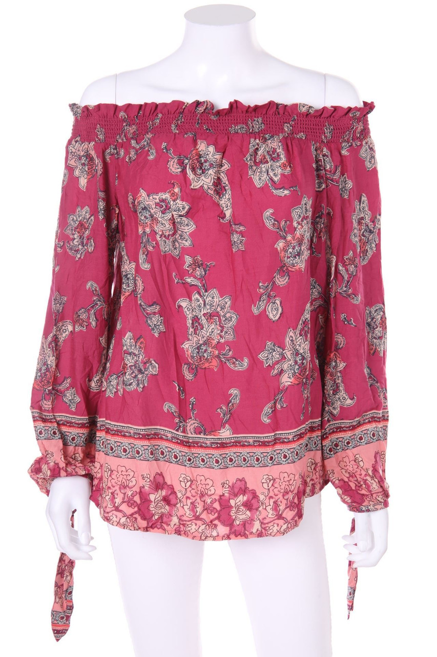 beachlunchlounge - Carmen-Bluse mit floralem Muster - M