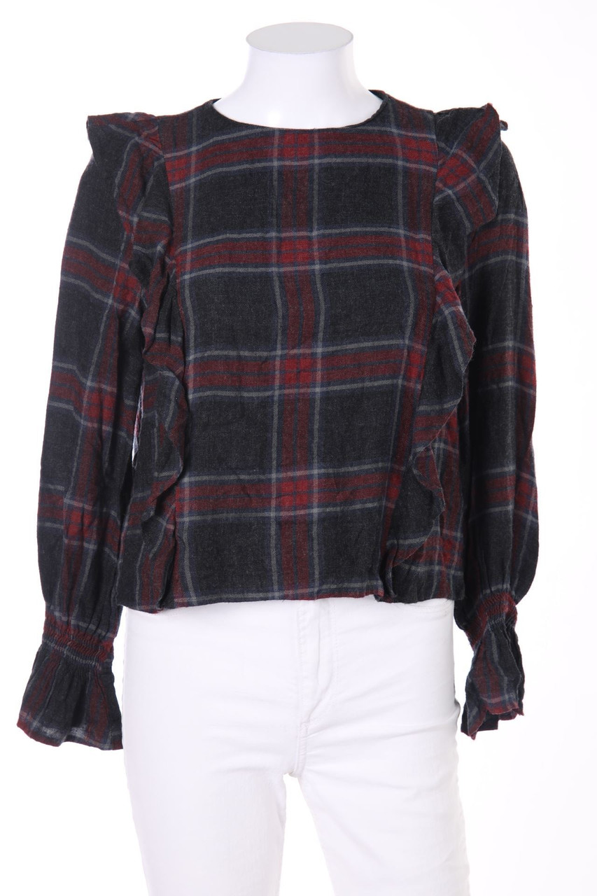 ZARA - Karo-Bluse mit Volants - S