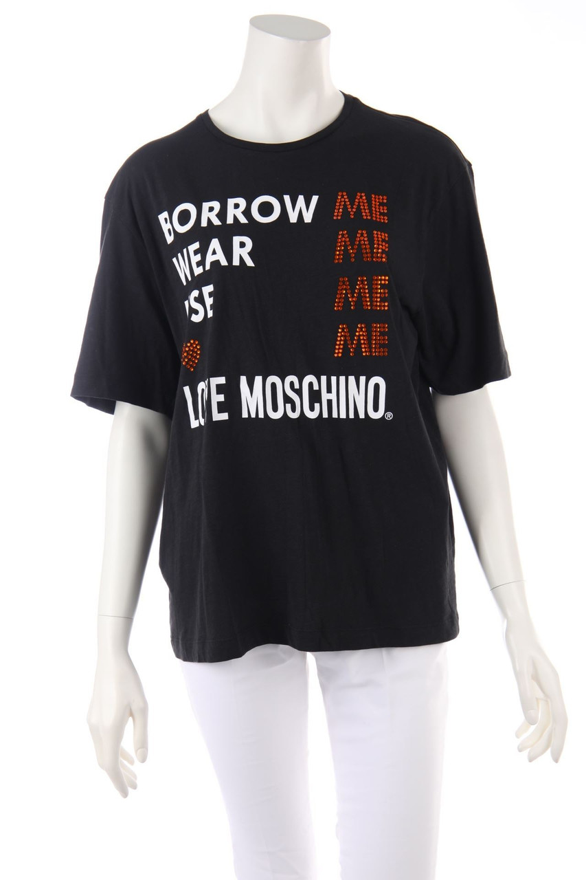 LOVE MOSCHINO - Kurzarm-Shirt mit Statement-Print - D 34