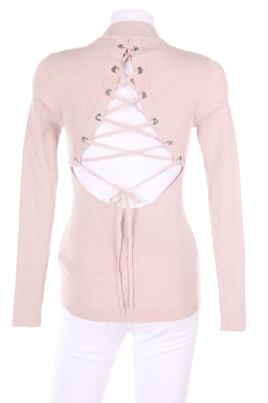 TALLY WEiJL - Glitzer-Strick-Pullover mit tiefem Rückenausschnitt - M