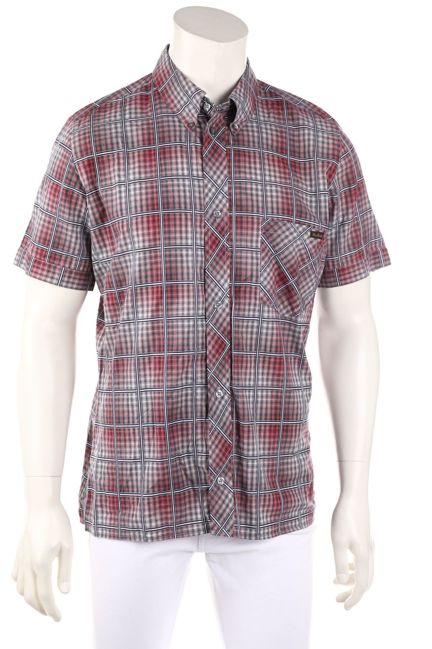 Nudie Jeans - Karo-Kurzarm-Hemd mit Button-down-Kragen - L
