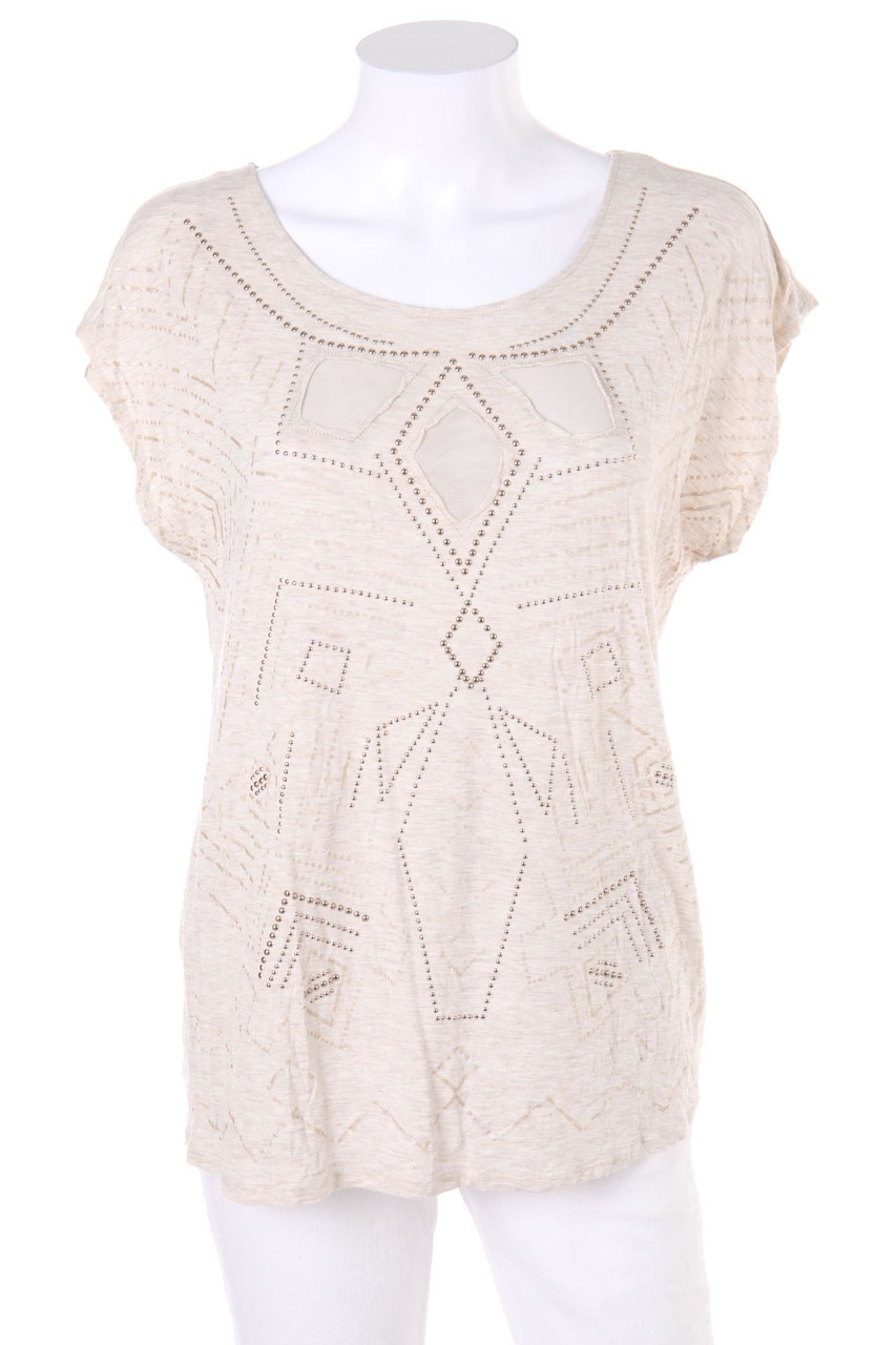 TAIFUN - Kurzarm-Shirt mit Nieten - D 42