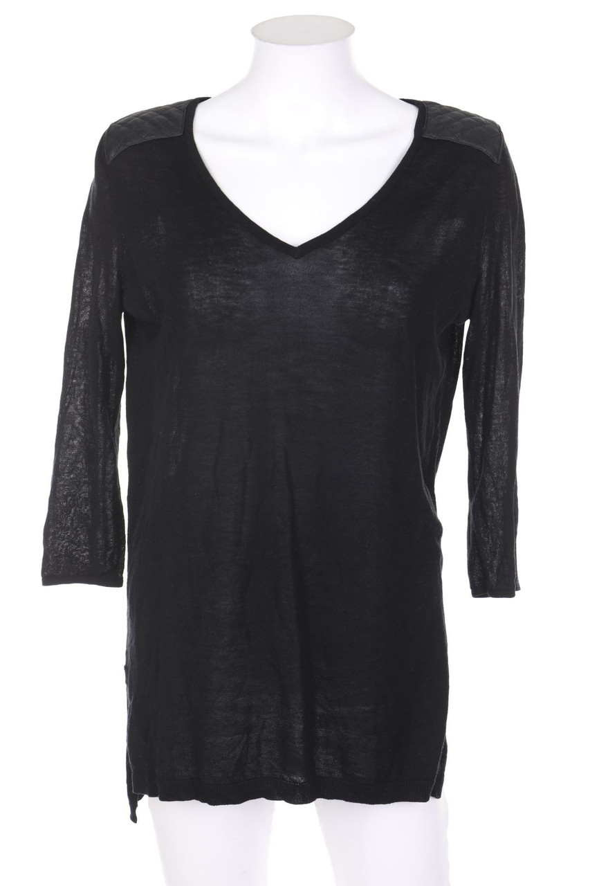 H&M - Strick-Pullover mit Kunstleder-Details - XS