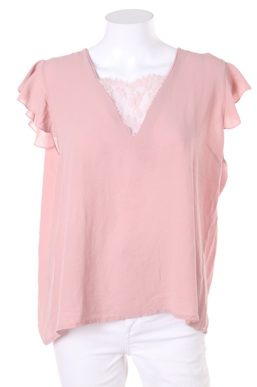 zebra - Blusentop mit Spitzen-Einsatz - XL