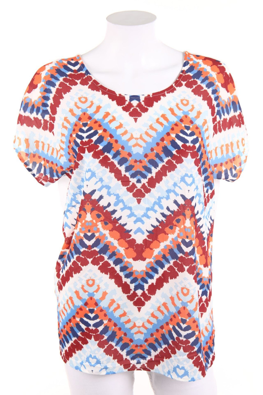 ESPRIT - Kurzarm-Bluse mit Zickzack-Muster - M