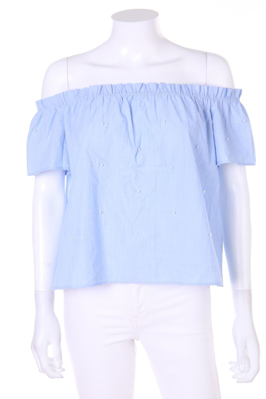 Stradivarius - Carmen-Bluse mit Perlen - S