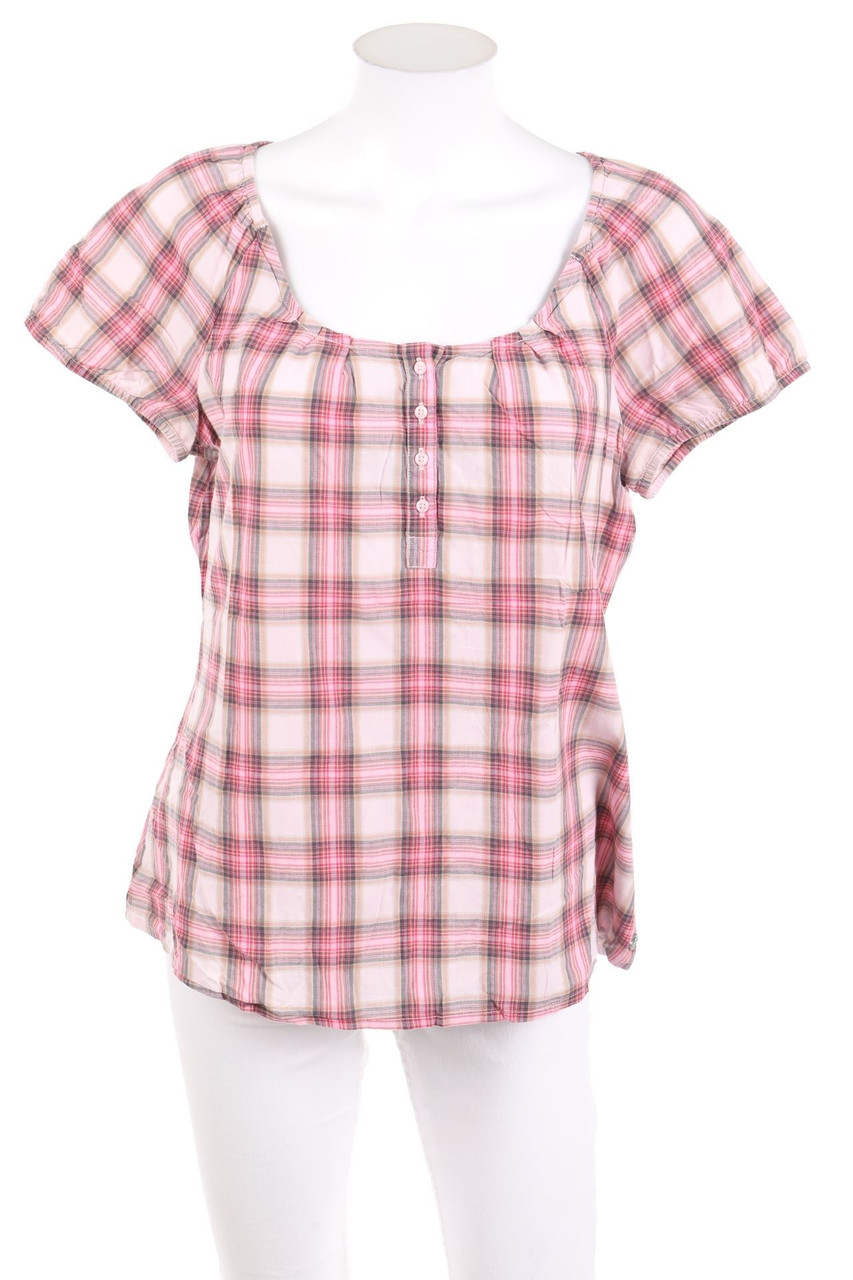 s.Oliver - Kurzarm-Bluse mit Karo-Muster - D 40