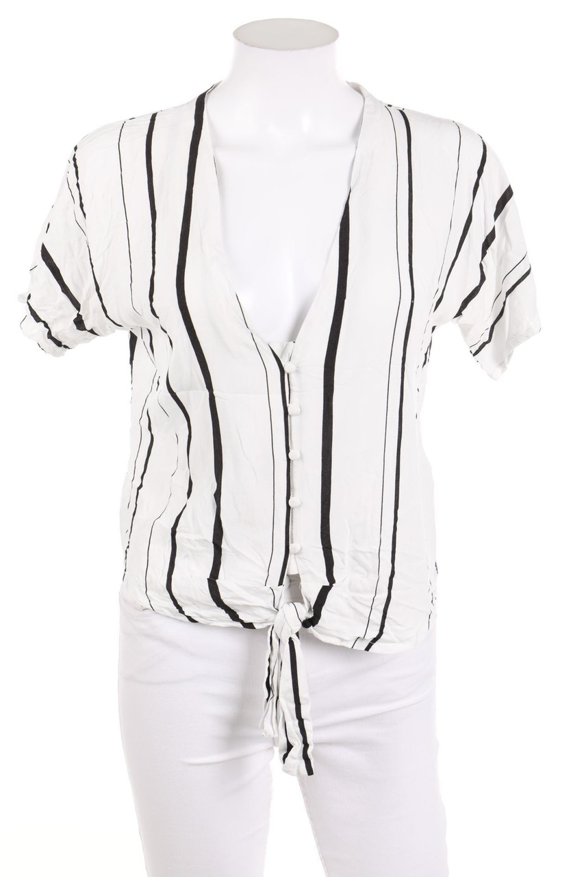zebra - Kurzarm-Bluse zum Knoten - S