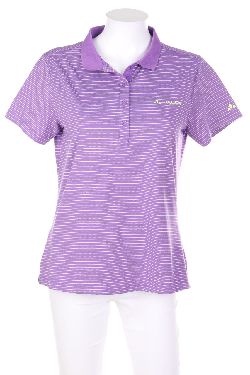 VAUDE - Streifen-Polo-Shirt mit Logo-Print - M