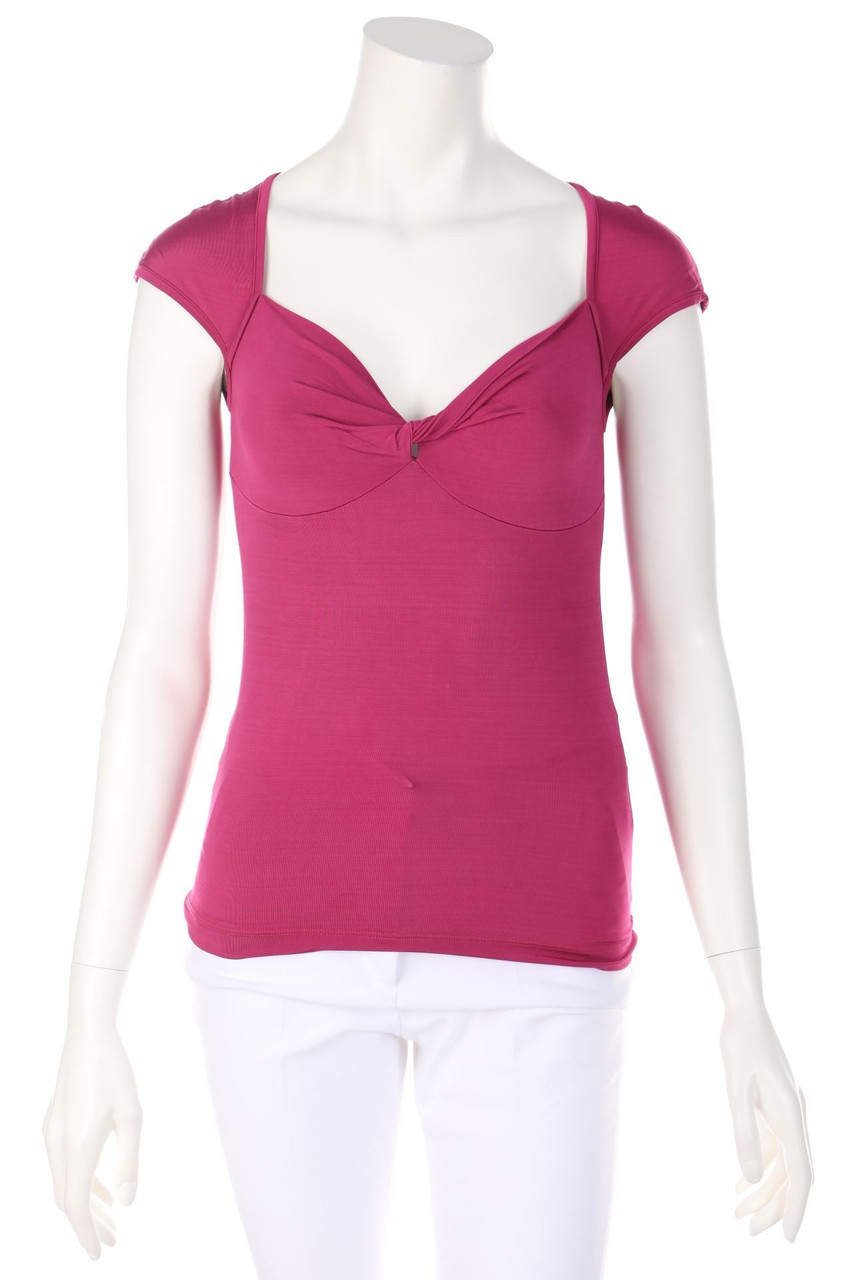 Piú & Piú - Kurzarm-Shirt mit Drapierung - D 34