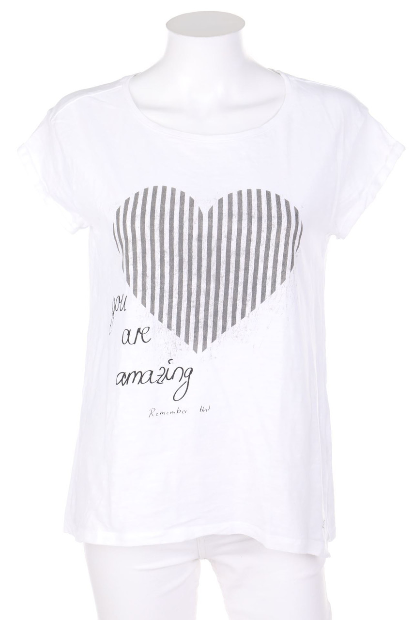 Street One - Kurzarm-Shirt mit Statement-Print - D 34