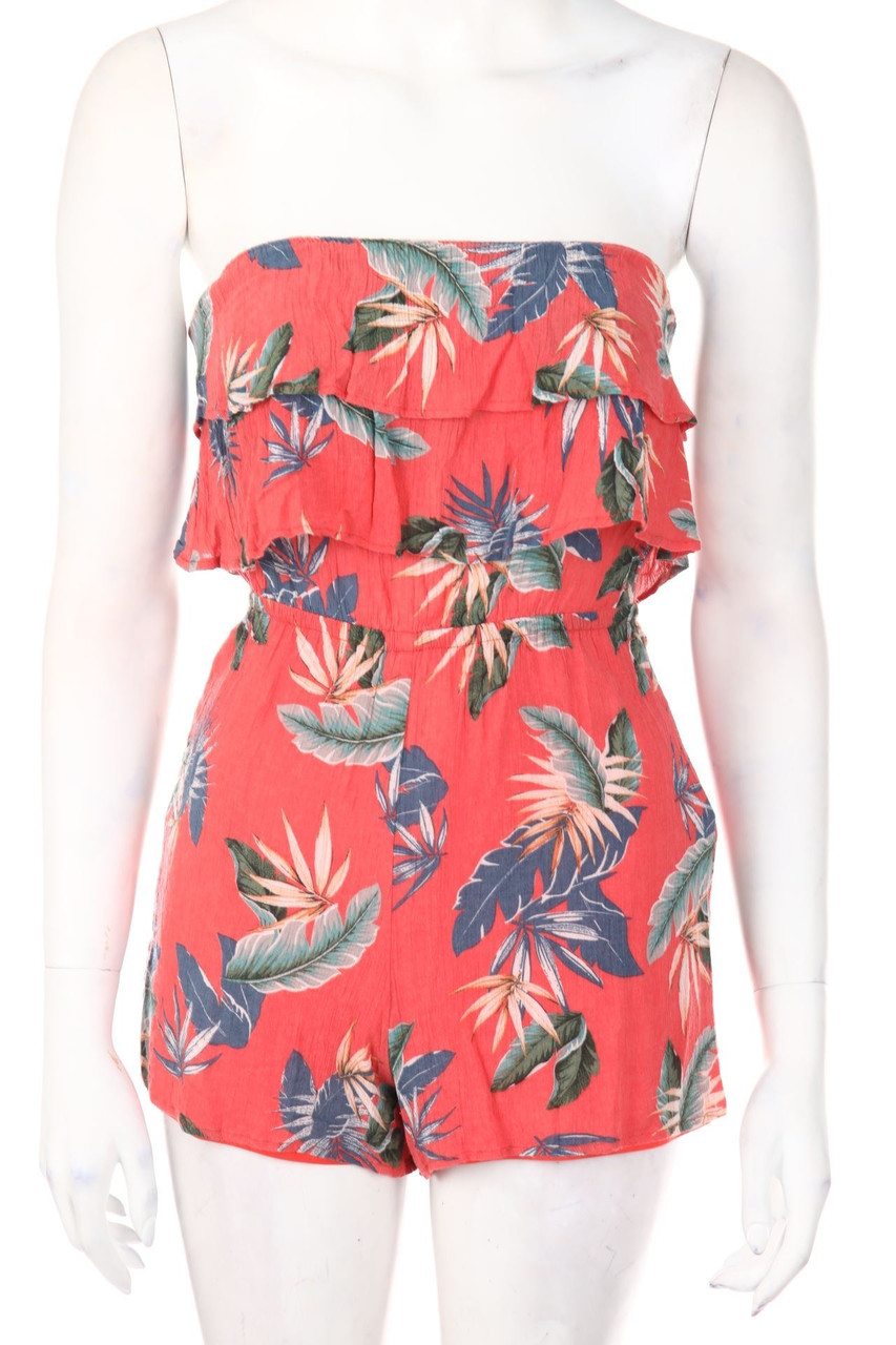 Bershka BSK GIRL - Bandeau-Playsuit mit floralem Muster - XS