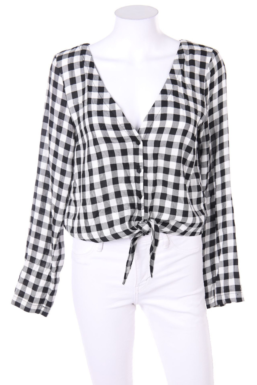 H&M DIVIDED - Karo-Bluse zum Knoten - D 36