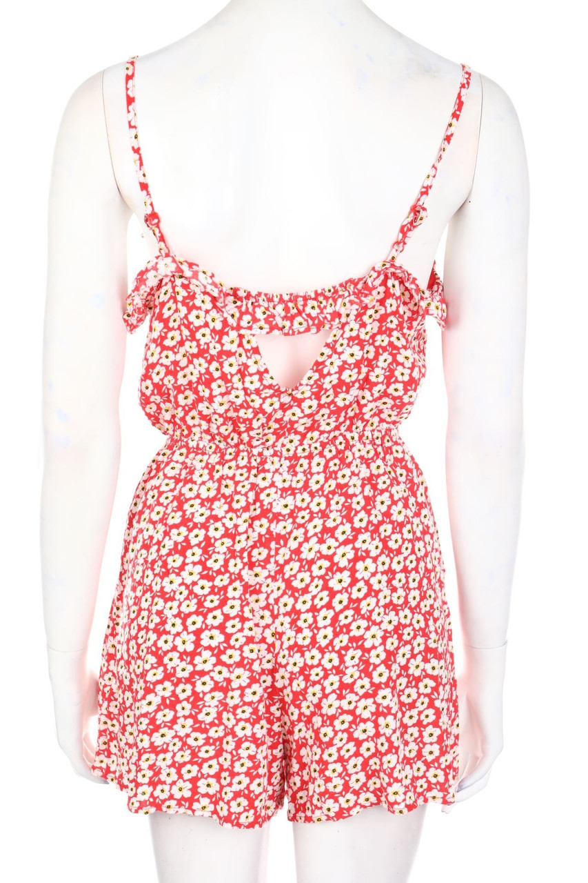 Bershka - Volants-Playsuit mit Blumen-Print - M
