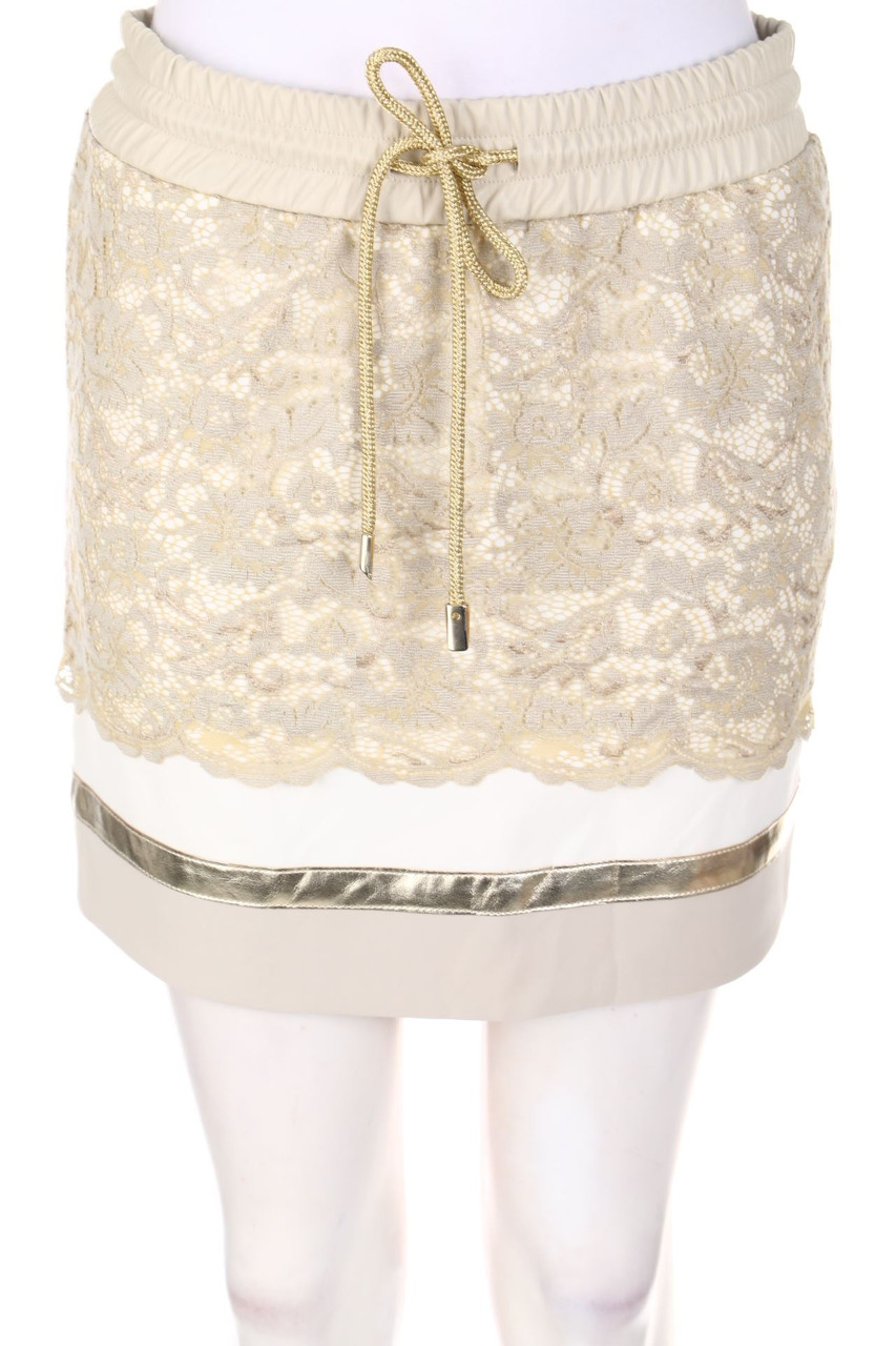 GIL SANTUCCI - Minirock im Layer Look mit Spitze mit Kunstleder-Details - D 36