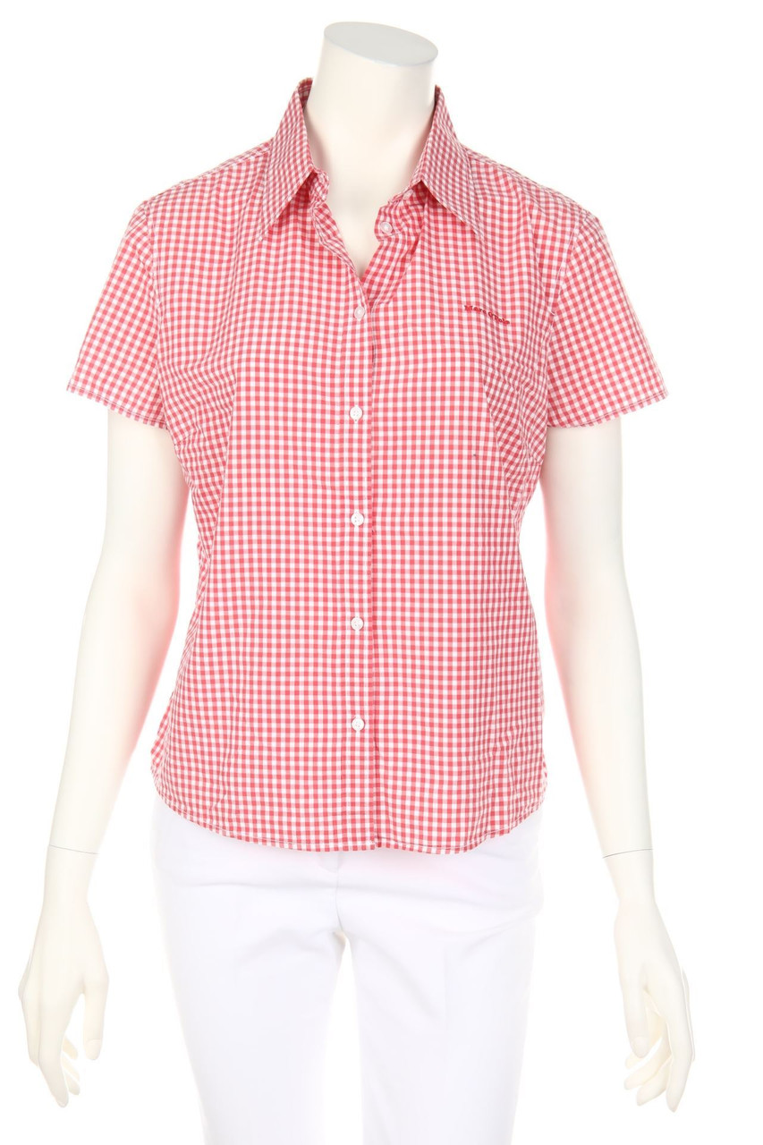 Marc O´Polo - Karo-Hemd-Bluse mit kurzem Ärmel - D 38
