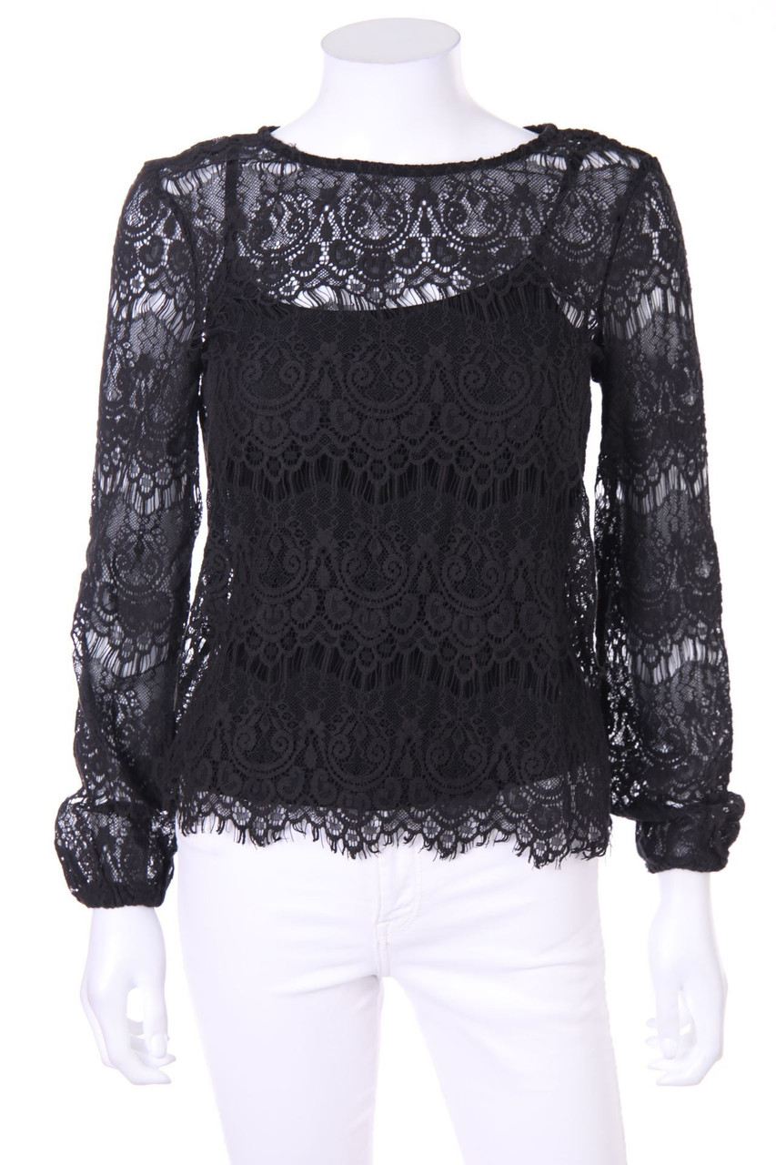 ESPRIT - Spitzen-Bluse aus Baumwoll-Mix - XS