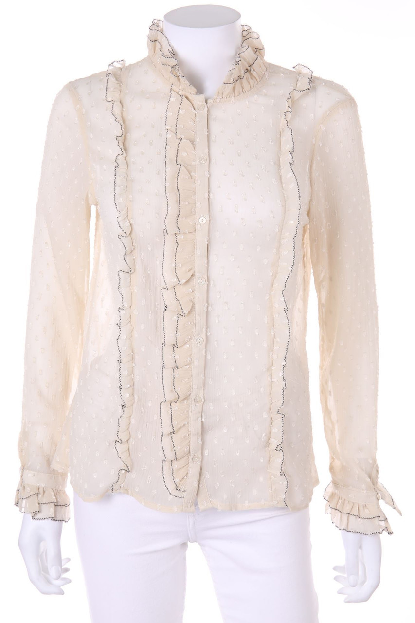 TOPSHOP - Volants-Bluse mit Punkten - D 32