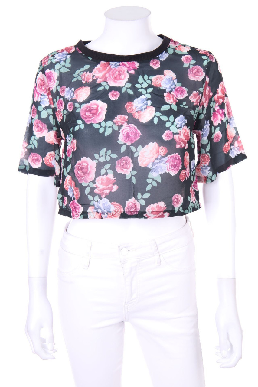 H&M DIVIDED - Cropped-Shirt mit floralem Muster - D 34
