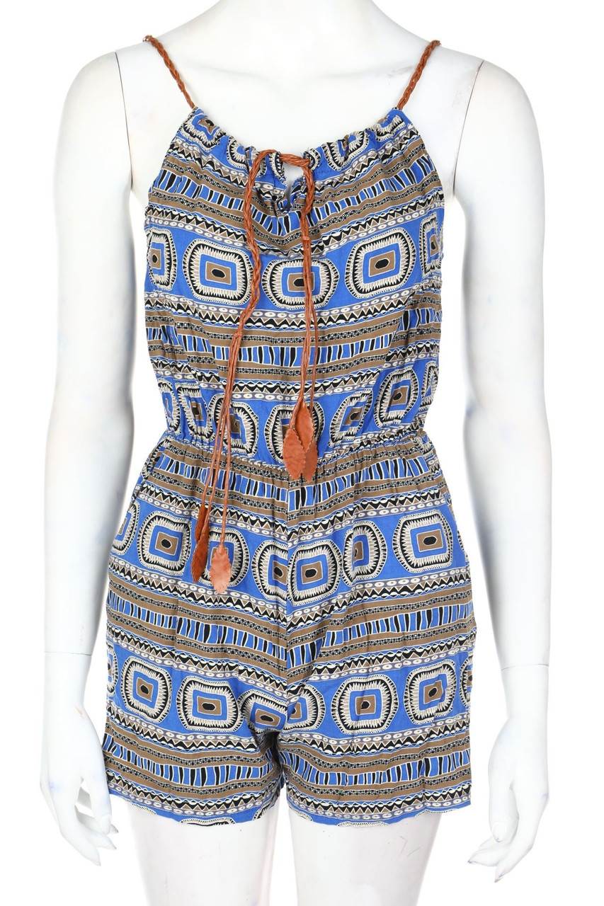 SECONDHAND - Playsuit mit Kunstleder-Details - S