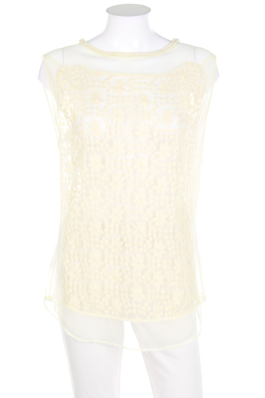 ZARA - Boho-Blusentop aus Mesh mit Stickereien - M