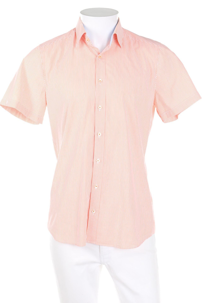 DIGEL - gestreiftes Kurzarm-Hemd mit Logo-Stickerei - 40